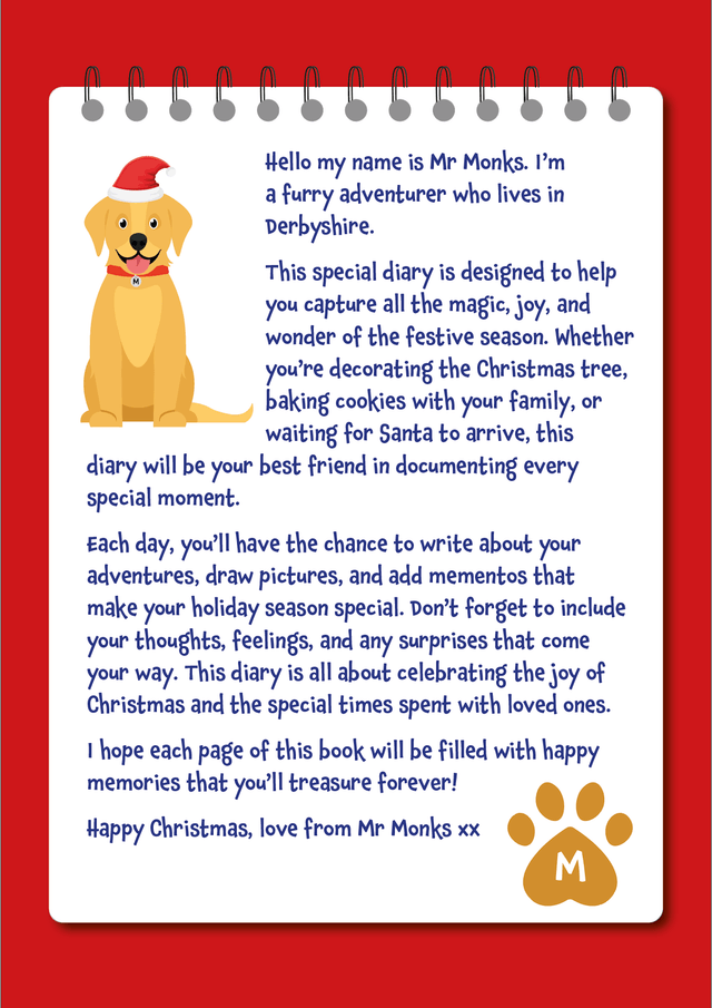 Mr Monks Children's Christmas Holiday Diary