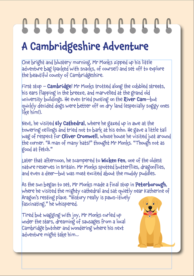 Mr Monks Cambridgeshire Children's Holiday Diary